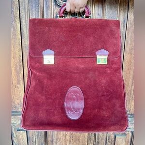 Rare CARTIER Vintage Les Must De Cartier 1975 Bordeaux Suede Train Travel Bag